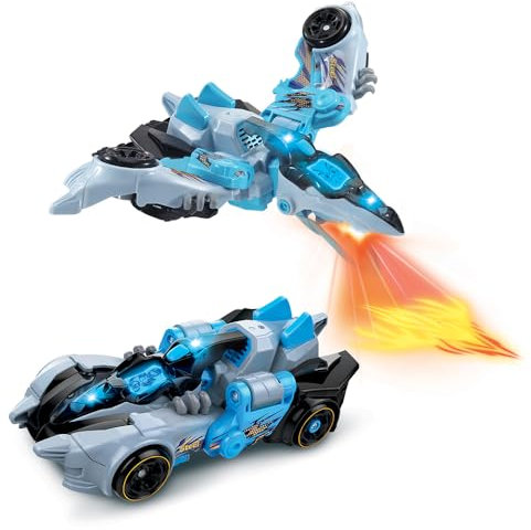 VTech - Switch & Go Dinos Fire, Dinosaure Sonore Steel, Le Super Ptérodactyle, Jouet 2 en 1 Transformable en Voiture de Course, Projections Lumineuses, Cadeau Enfant Dès 4 Ans - Contenu en Français
