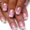 Calkkrer Faux ongles carrés courts avec motif floral, rose chair brillant, couverture complète, ongles adhésifs, paillettes scintillantes, ongles en acrylique.