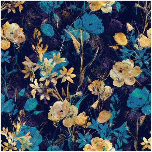 Luvdecor Floral Peel and Stick Removable Wallpaper Dark Floral Leaf Wallpaper for Bedroom Bathroom Contact Paper for Cabinet Shelf Liner Home Decor 17.7 * 118 in