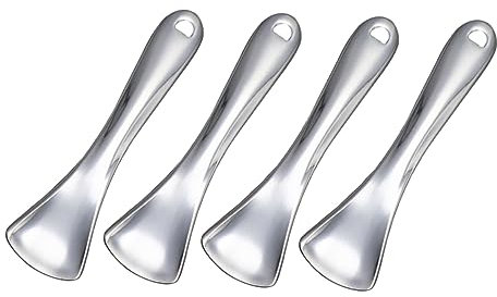 Healeved Mini Beauty Spoons for Women Set of 4 Facial Mask Scoops for Moisturizers Masks Creams Zinc Alloy Tool Comfortable Grip Hanging Hole Reusable