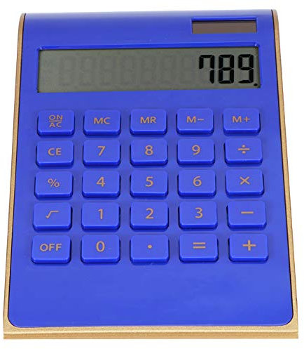 Büro DND Genie Tragbarer 10-stelliger Taschenrechner mit Großem Display, Ultradünner Solarenergie-Rechner für Heimbüro, Business, LCD-Display, Schwarz (Blue)
