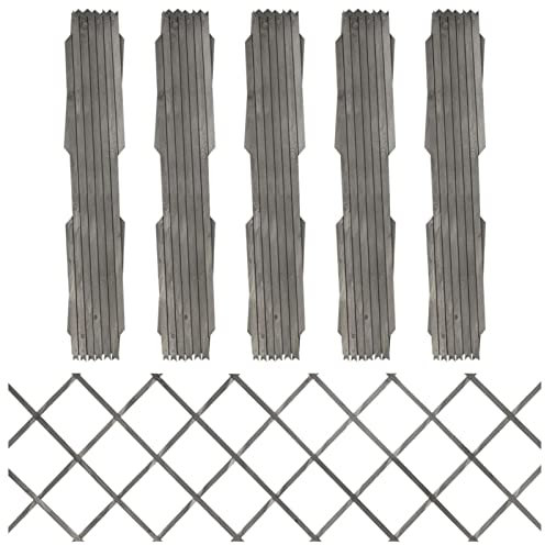 LAPOOH Clôture à Treillis 5 pcs Gris Bois de Sapin Massif 180x60 cm,Barriere Jardin Exterieur,Barriere Jardin,Portillon Grillage