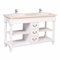 Casa Padrino Landhausstil Doppel Waschtisch mit 2 Waschbecken Weiß/Naturfarben 150 cm