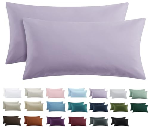 Tifschlaf Kissenbezug 40 x 80 2er Set - Kopfkissenbezug 40x80 Lavendel mit Reißverschluss aus Mikrofaser Weich, 40x80cm Pillow Case