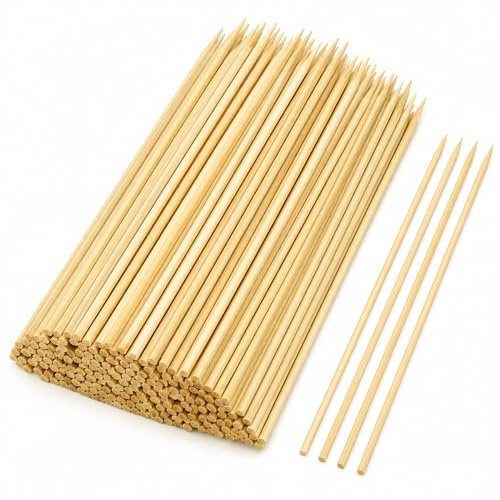400 Pcs (30cm/12inch) Bamboo Skewers Sticks for Shish Kebab, Biodegradable Wooden BBQ Sticks for Meat,Candy Floss,Fruit,Grilling,Barbecue,Candy Floss,Cocktails,Platters