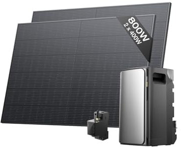 ECOFLOW STREAM Ultra Balkonkraftwerk mit Speicher 800W, 1,92kWh Speicher für Balkonkraftwerk, 2x 400W Solarpanel, 2300W Dual AC-Anschlüsse, erweiterbar auf 11,52kWh, 6000 Ladezyklen, KI, Plug&Play