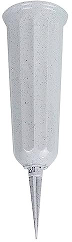 Macetero de plástico para interiores para cementerio, para decoración de cementerio, para jarrón en el suelo con estaca, jarrón floral conmemorativo, macetas grandes de plástico (gris, talla única)