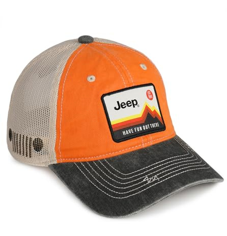 Jeep Herren Hat Jeep Have Fun Out There Patch Garment Washed Trucker Hat Unstructured