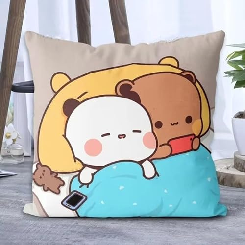 Niedliches Bubu Dudu Wurfkissen, Kawaii-Anime, weiches Cartoon-Panda-Kissen für Heimdekoration, entzückendes Geburtstagsparty-Kissen, Geschenke für Jungen und Mädchen (A,40 x 40 cm)