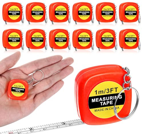 12 Stück Mini Maßband Körper Schlüsselanhänger 100cm Versenkbare Massband | Geschenk Ingenieure Leicht Einziehdesign für Körpergröße Kleidung Oberweite Kopfumfang Längenmessung