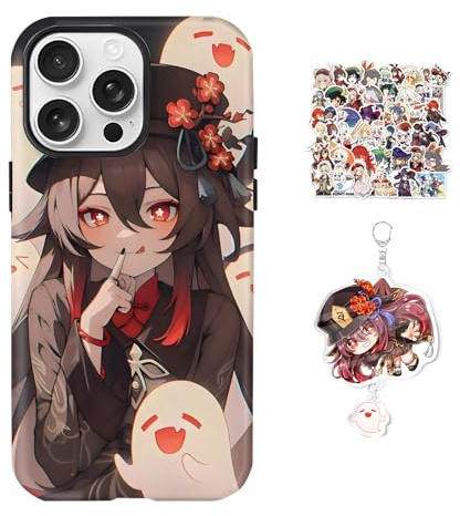 Compatible with iPhone 13 Mini Case, Genshin Impact Game Design [With Keychain and 50pcs Stickers] Scratch Resistant Hybrid 2-Layer Hard Shell Phone Cover for iPhone 13 Mini - Case 10