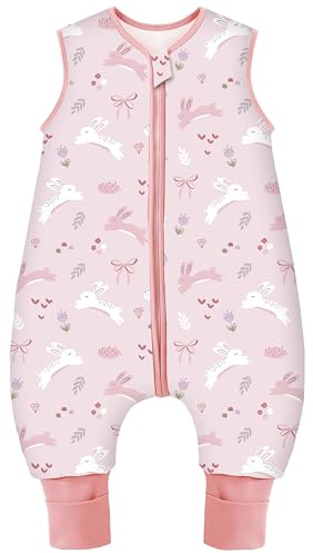 Teechodina Baby Schlafsack mit Füßen 2.5 Tog Kinder Winter Schlafsack mit Beinen für Jungen und Mädchen, 2.5 Tog/Kaninchen, 90cm/Baby Höhe 100-110cm