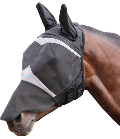 Shires Fine Mesh Fly Mask With Ears & Nose - Jet Black