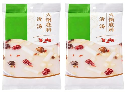 Authentic Hot Pot Soup Base, Choice of 4 Soups, Spicy, Mushroom, Tomato, All Natural Instant Broth for Chinese Fondue, Noodles, Ramen and Cooking(Clear soup)