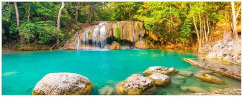 Wallario Küchenrückwand selbstklebend 115 x 50 cm, Motiv: Paradiesischer Wasserfall | Spritzschutz abwischbar & pflegeleicht