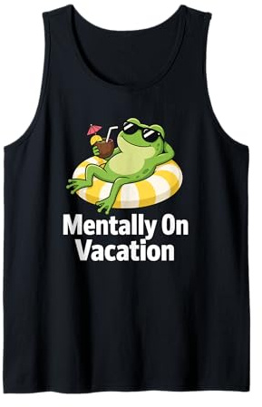 Mentalmente De Vacaciones Rana Divertido Verano Tropical Camiseta sin Mangas
