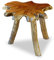 Teak Wurzelholz Beistelltisch THAWI - 45x45-55x45-55cm Tischplatte aus massiver Baumscheibe im rustikalen Landhausstil, geeignet für Wohnzimmer, Wintergarten oder als Kaffeetisch