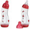 Difrax Anti-Kolik S-Babyflasche 2er Pack Natural mit ventil gegen Koliken - I Love You - Unisex Jungen Mädchen Rouge - Natural Kirschform 250 ml - Silikon Trinksauger - BPA-frei