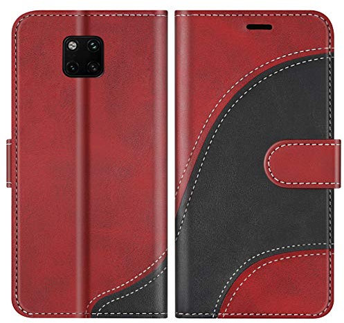 BoxTii Cover per Huawei Mate 20 PRO, Custodia in PU Pelle Portafoglio per Huawei Mate 20 PRO, Magnetica Cover a Libro con Slot per Schede, Rosso