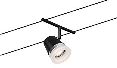 Paulmann 94464 CorDuo Seilsytem Spot Cone DC max. 1x10 Watt erweiterbar Schwarz matt Drahtseil Kunststoff GU5,3 Drahtseilsystem ohne Leuchtmittel