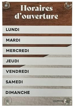 Panneau Horaires d'ouverture dimensions 60 x 40 cm avec fixation ventouses
