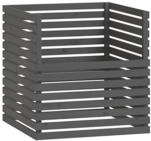 vidaXL Compostiera Grigia 100x100x102 cm in Legno Massello di Pino