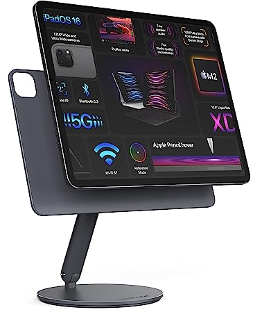 LULULOOK Aufrüstung Drehbar Magnetisch iPad Ständer, Faltbarer iPad Pro Ständer mit 360° Schwenk Basis, Aluminium Magnet Tablet Halterung für iPad Air 13'' M2(2024), iPad Pro 12.9''3rd/4th/5th/6th Gen