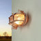 Außenwandlampe Messing Glas in Kupfer IP64 Garten Hof H:13 cm E27 geriffelt Maritim nostalgische Außenleuchte Terrasse SKIATHOS