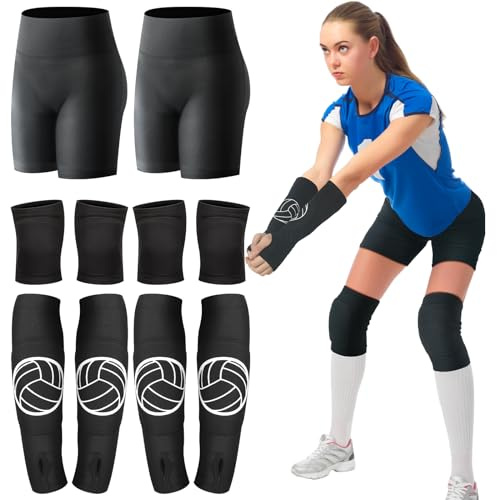 Poen 10 Pcs Volleyball Accessories for Women Teen,Black,M