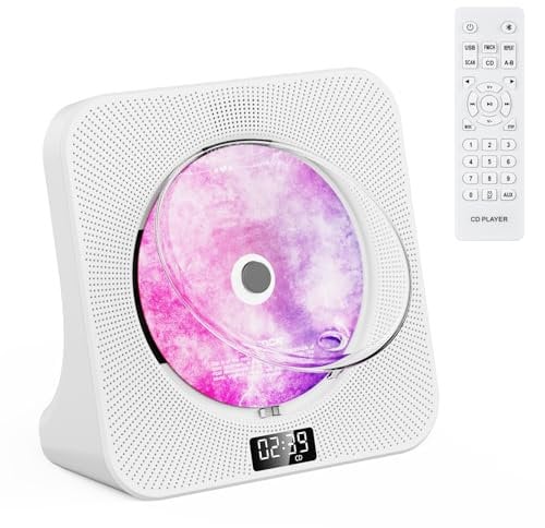 Lvcdodvd CD Player with Bluetooth 5.0 Mini CD Player with Speakers for Home small Hi-Fi Sound CD Music Player with Remote Control LED Display Dust Cover Support FM Radio USB AUX