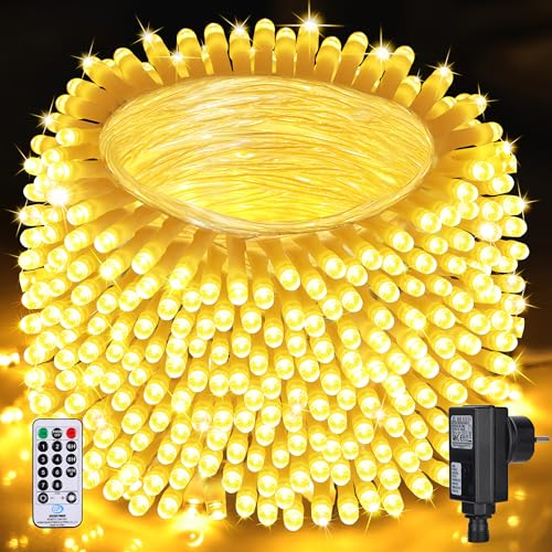 Auriostar Luces Navidad Exterior 40m 400LEDs, Guirnalda Luces Exterior Led Impermeabile IP44, Luces Arbol Navidad Interior Con 8 Modos, Luces Exterior Navidad para Balcon, Habitacion, Fiestas, Boda