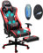 Douxlife Gaming Stuhl, mit 7 Punkt Massage, Fußstütze, Ergonomischer 180KG Bürostuhl, 90-175° Rückenlehne einstellbar, Verstellbare Armlehne, Schreibtischstuh für Erwachsener, Rot