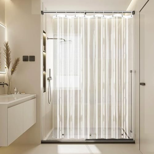 Wennala Transparente Wasserdichte Shower Curtains, Duschvorhang Waschbar (Haken Nicht Im Lieferumfang Enthalten) Mit 3 Magnetgewichten, Vorhang-Badewanne Fühlt Sich Weich An Und Ist Leicht Zu Reinigen