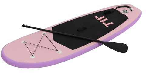 Begoniape Stand Up Paddle Board Gonfiabile Sup Board Stand Up Paddling Board Set con pagaia regolabile e pompa manuale, scarico dell'aria veloce, portata 150 kg, 240 x 76 x 10 cm, rosa