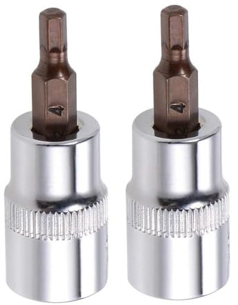 2PCS Juttzzei Hex Bit Socket, 3/8 Drive x H4 (4mm) Allen Key Socket, Premium S2 Alloy Steel 4mm Hex Bit with 1.89 Length for Torque Wrench, Ratchet Wrench, Impact Power Drills