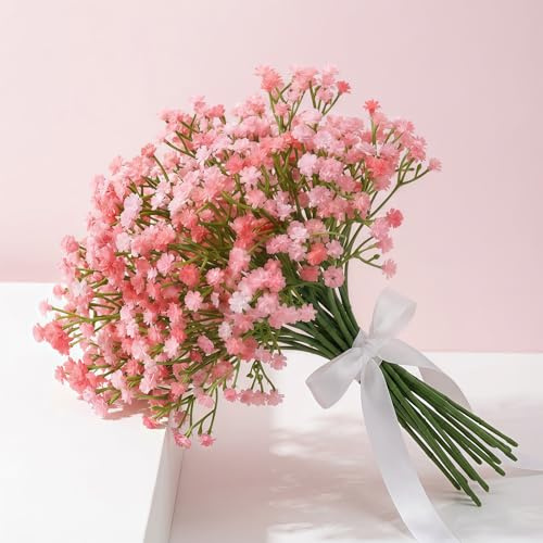 Briocht 12 Pcs light pink Gypsophila Artificial Flowers, Baby breath flowers artificial for Wedding, Home Decoration, and DIY Floral Arrangements, Flowers for Table Centerpieces and Photography Props