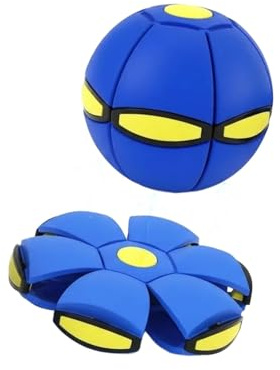 PORUPAEL Magic Bouncing Ball - Dual Form Transforming Saucer-Ball Toy, Blue Bouncy Pop-Up Toy for Kids, Family Interactive Play & Flying Saucer Pet Toy for Indoor Outdoor Fun