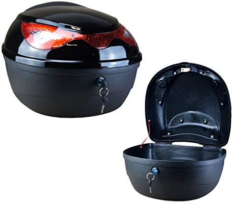 Bayli Motorradkoffer, 22L Top Case für Roller - Motorrad, Helmkoffer abschließbar, Rollerkoffer für Mofas, Motorräder, Quads, Scooter, wasserdichter Aufbewahrungskoffer in der Farbe schwarz