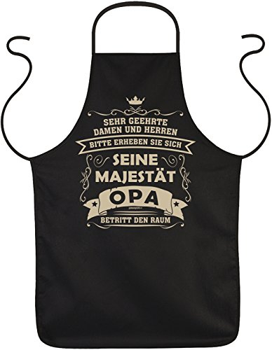 Tini - Shirts Schürze Opa - Sprüche Koch-Schürze Großvater : ... Majestät Opa betritt den Raum - Geschenk Grillschürze Geburtstag Opa