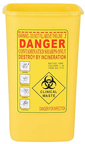 KSTE Kanülenabwurfbehälter Abwurfbehälter, Nadelbehälter - Behälter for medizinische Kunststoffspitzen von Tattoo, Behälter, Abfallbehälter for medizinische Abfälle 1 Liter (Farbe : Yellow)