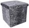 DANIEL JAMES Housewares Crushed Velvet Ottoman Foot Stool Storage Box Furniture Seat Rest Cube Foldable (Grey)