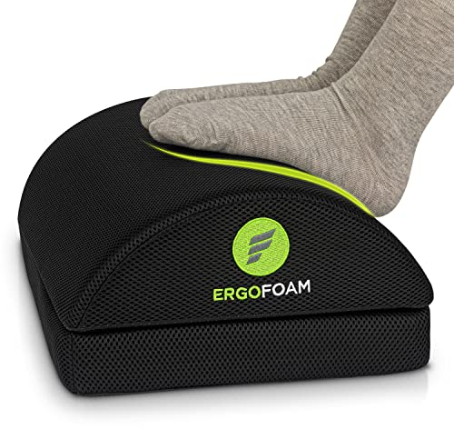 ErgoFoam Fußstütze Schreibtisch - Einstellbare Fußablage Schreibtisch für Zusätzliche Höhe (Mesh) – Große Fußstütze unter Schreibtisch für Lenden-, Rücken-, Knieschmerzen – Fuß-Wippe (Schwarz)