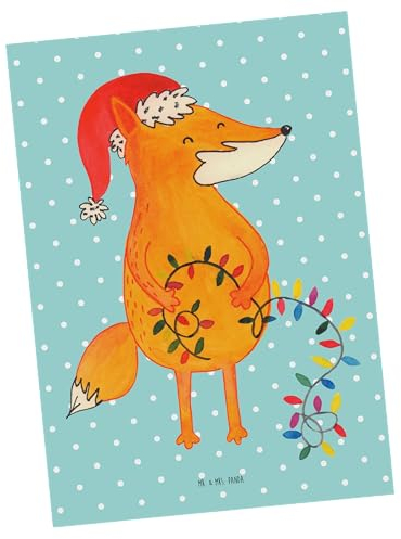 Mr. & Mrs. Panda Postkarte Fuchs Weihnachten - Geschenk, Ansichtskarten, Einladung, Nikolaus, Weihnachtsdeko, Advent, Winter, Ansichtskarte, Geschenk