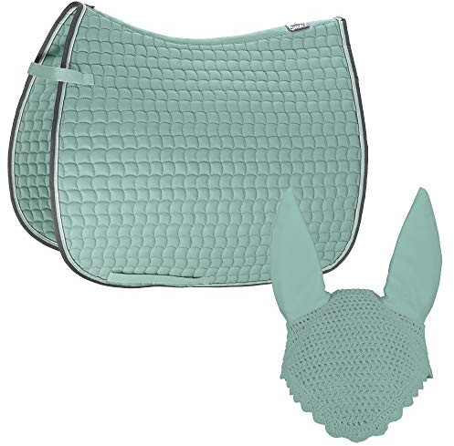 Eskadron Set Basic Cotton Schabracke mit Fliegenohren in Ice, Größe:Dressur (DL)