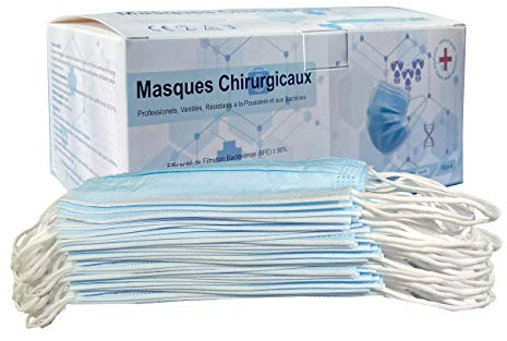 5RMED Medical OP-Mundschutz Typ IIR 50 Stück, Medizinischer Mundschutz Maske, CE Zertifiziert, Atemschutz Maske, Mund Nasen Maske, höchste Filterstufe, BFE 99%