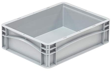 Allpax Euronorm Stapelbehälter Industrie (grau) - 400 x 300 x 120 mm - Handgriffe geschlossen - 11,2 Liter - stapelbar, recyclebar - Verschiedene Ausführungen und Größen