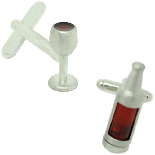 MasGemelos - Boutons de manchette en forme de bouteille et de verre à vin