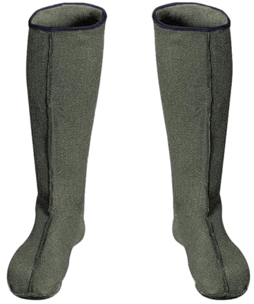 3Kamido Calze per Stivali in Feltro, Verde Oliva 39/40 Scarpe Interne per Stivali in Gomma, 36-50, Lunghe, Calza Donna, Uomo, Inserto riscaldante in Feltro, Calze Termiche