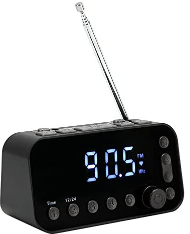 VBESTLIFE Mini DAB‑A1 Clock FM Radio, Backlight Adjustable Fast Charging Radio Dual USB Radio with Preset Wake Up Sound, for Outdoor Sports