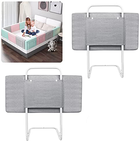 AufuN Bettgitter Baby Bettschutzgitter 60cm, Höhenverstellbar Kinderbettgitter Rausfallschutz für Bett, 5-Loch Verstellbare Seitenschutz, Leinen Grau.